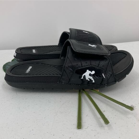 AND1 Black White Hook And Loop Lightweight Slip On Youth Slide Sandal Shoes - Picture 5 of 8